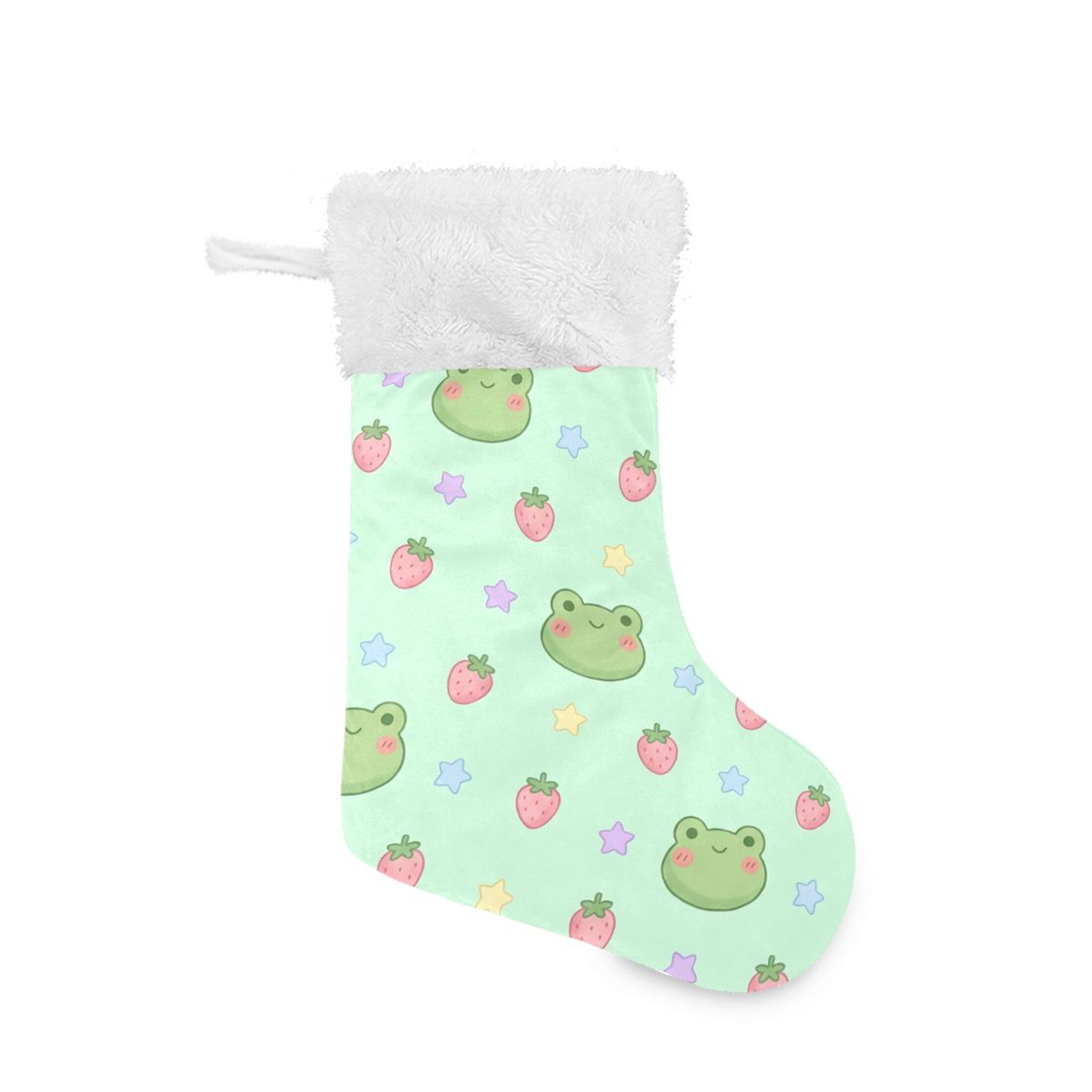 Fuauuyl Frogs Christmas Stocking 18 In Xmas Hanging Stocking with Plush Cuff for Family Holiday Party Fireplace Decorations, 2 Pack