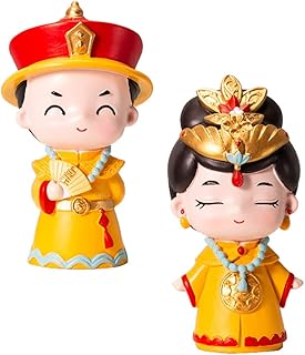 ABOOFAN 2Pcs Traditional Chinese Wedding Cake Toppers Chinese Court Emperor Queen Craft Models Party Cake Decors Cake Ornaments