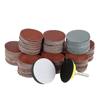 [-] 300pcs Sanding Discs 2 Inch Alumina Sanding Pads 80-3000 Grit Sanding Paper Flocked Sanding Sheet Polishing Sandpaper for Metal Wood Glass Car [-]300pcs