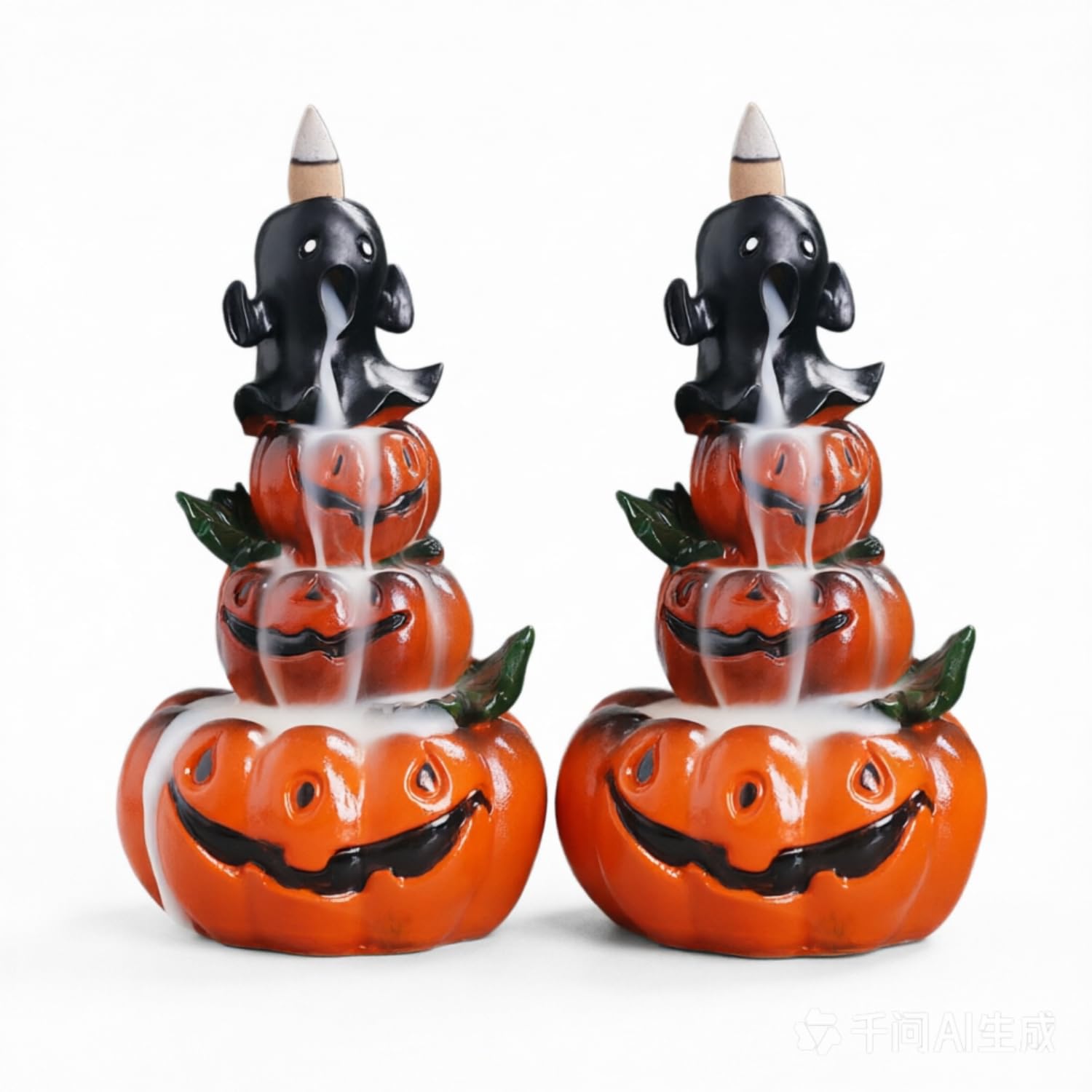 Brûleur d'encens à refoulement en céramique artisanale d'Halloween