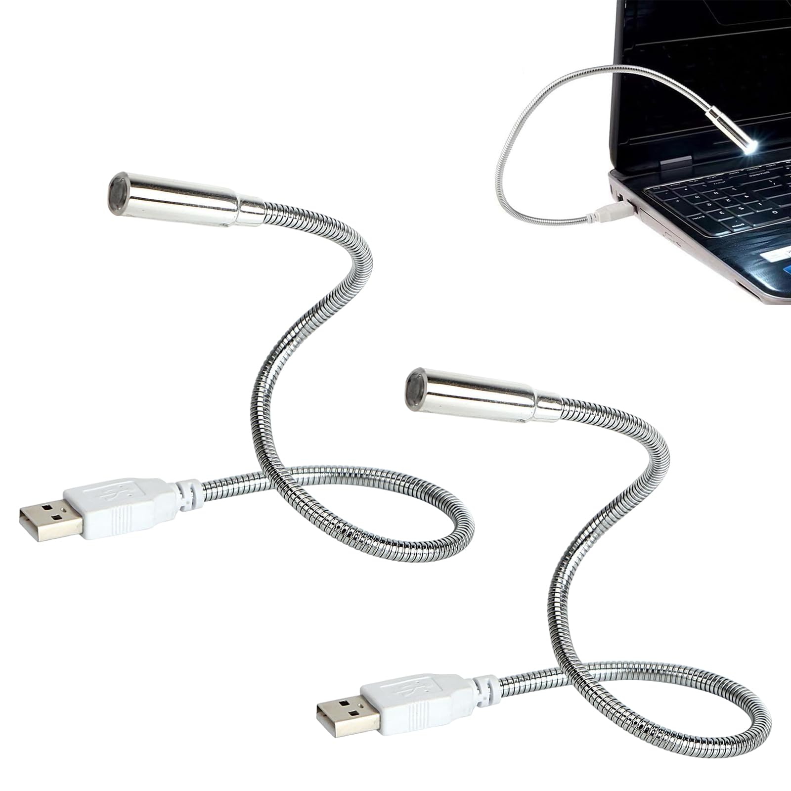 Cerioll Lampada LED USB Flessibile, Mini Luce Portatile, 2 Pezzi Lettura Luci a LED per Tastiera Computer, PC, Alimentatore Mobile