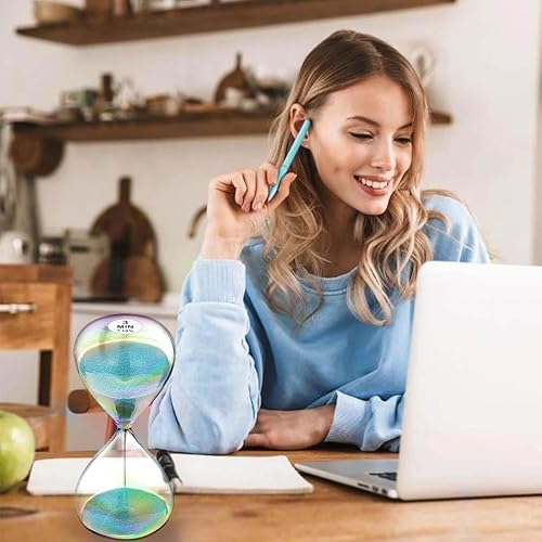 Miniatura 10 de SuLiao Temporizador de arena de 5 minutos reloj de arena negra de 5.1 pulgadas, reloj de arena grande de 5 minutos, reloj de arena de vidrio de hora