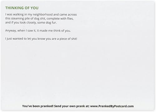 Miniatura 3 de Paquete de 10 tarjetas postales de broma a granel – Divertido pensamiento de caca de perro – Bromas bromas chistes prácticos, bromas, venganza, odio