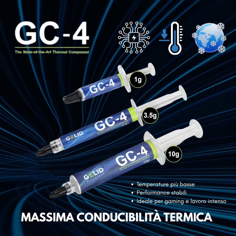 Gelid Solutions Pasta Termica GC-4-3.5g per dissipatori di Calore | Massima conducibilità Termica | Facile da Usare | Non corrosivo