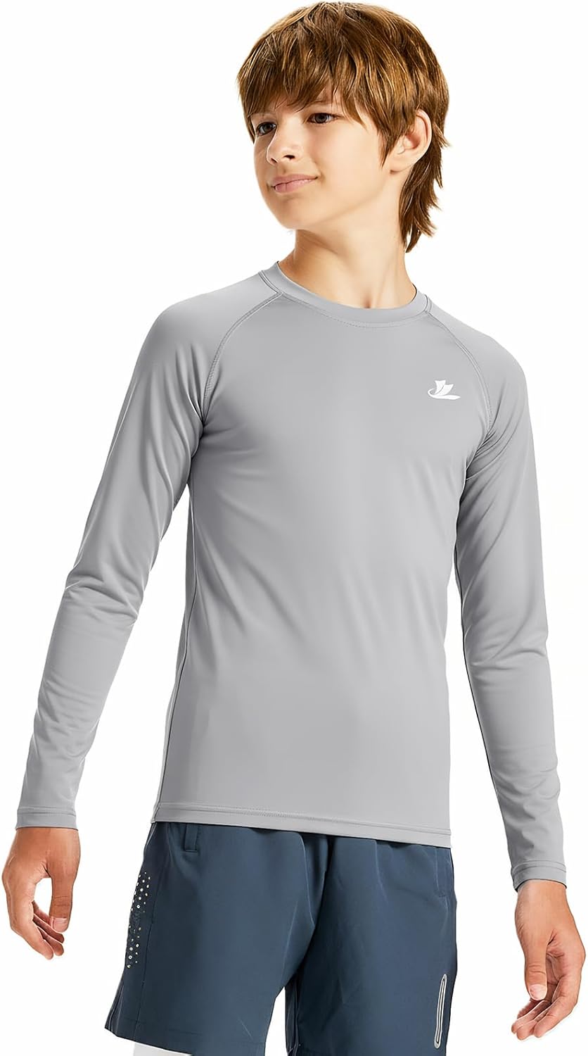 DEVOROPA Youth Boys Compression Shirt Long Sleeve Football Baseball Undershirt Quick Dry Sports Baselayer Crewneck