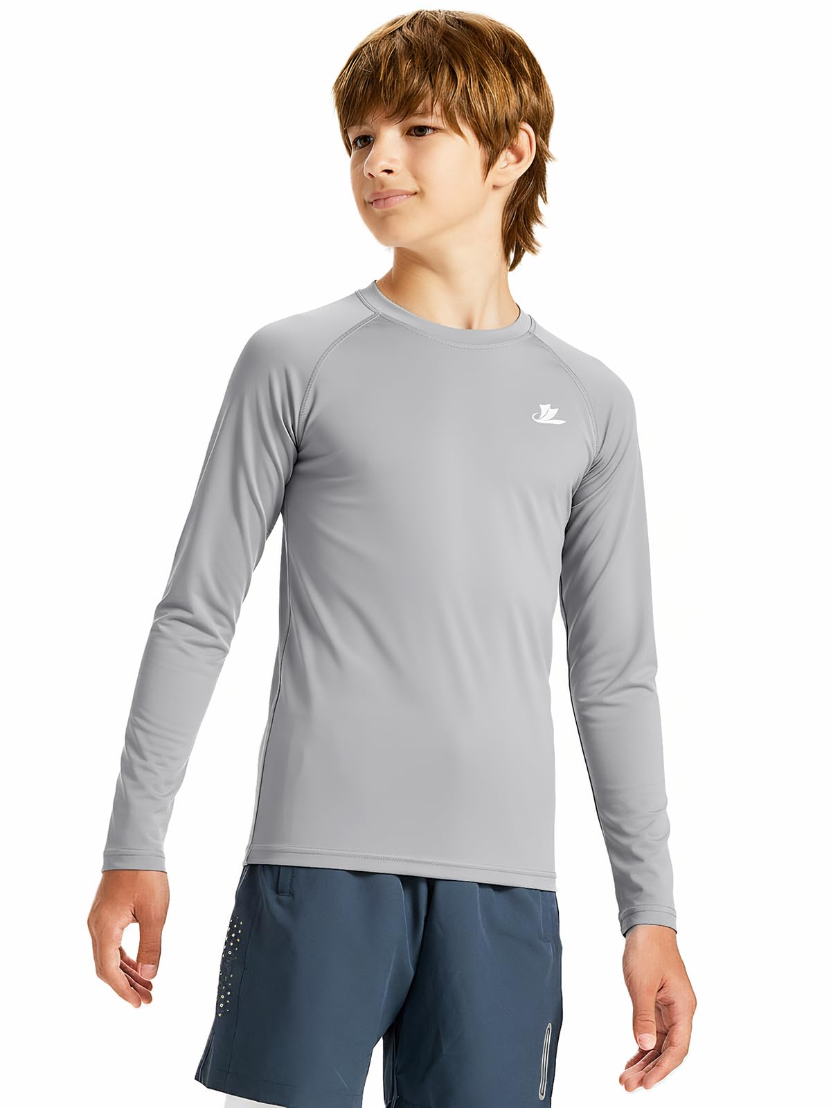 DEVOROPA Youth Boys Compression Shirt Long/Short Sleeve Football Baseball Undershirt Quick Dry Kids Sports Baselayer Crewneck