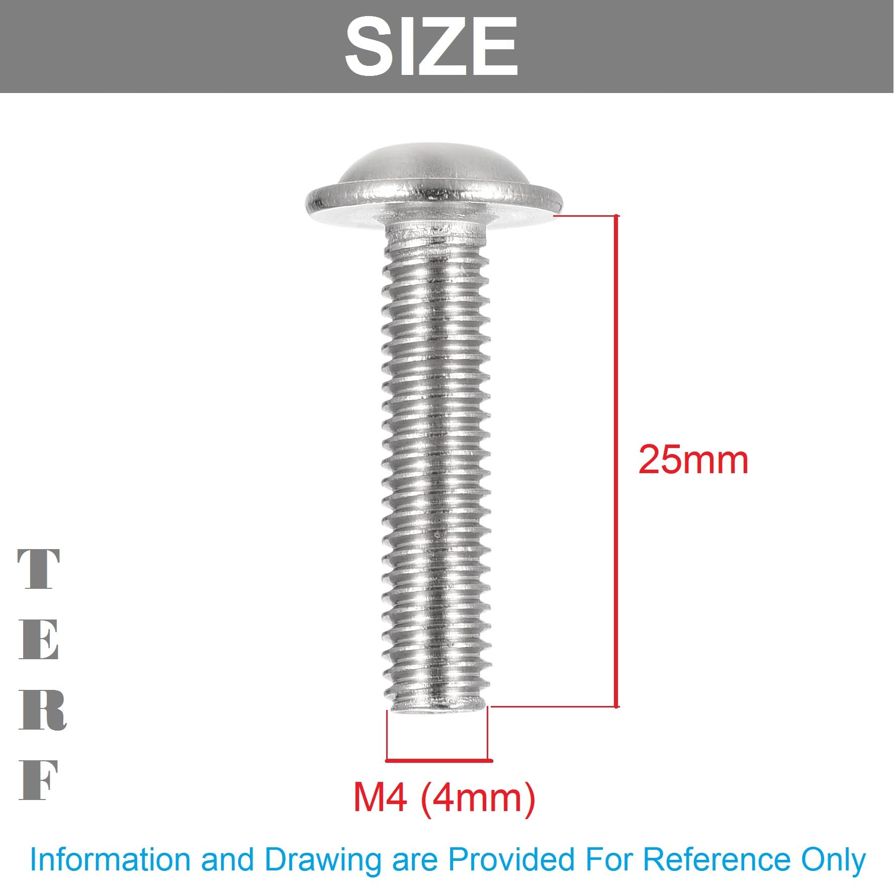 TERF® M4 X 25mm Flange Hex Socket Cap Button Head Machine Screws Stainless Steel A2 (304) Machine Screw M4 (4mm) X 25mm Allen Key Hexagonal Flange Socket Bolts - Image 3