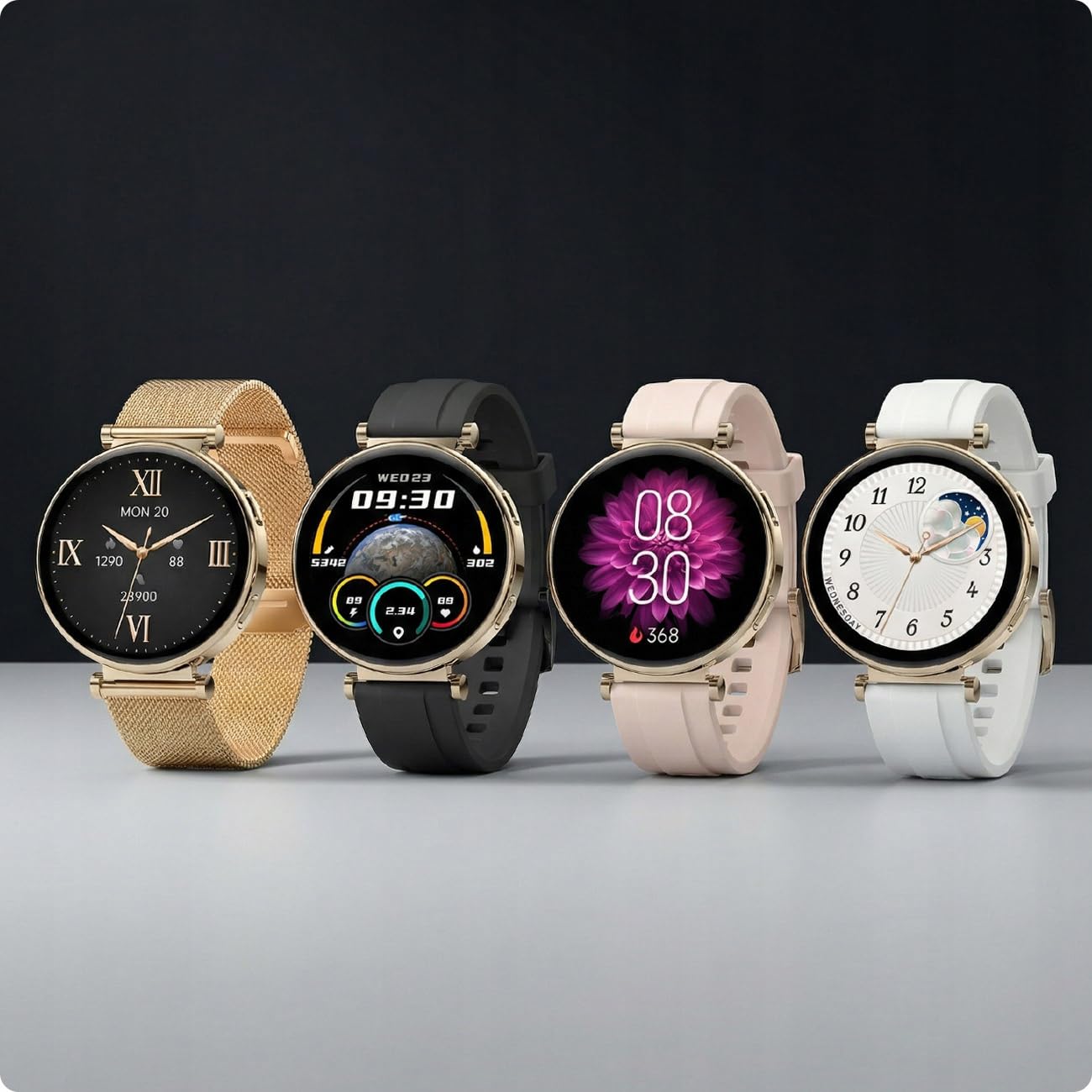 Smartwatch damski zegarek POLSKIE MENU AMOLED ROZMOWY SPORT ZDROWIE 4 paski