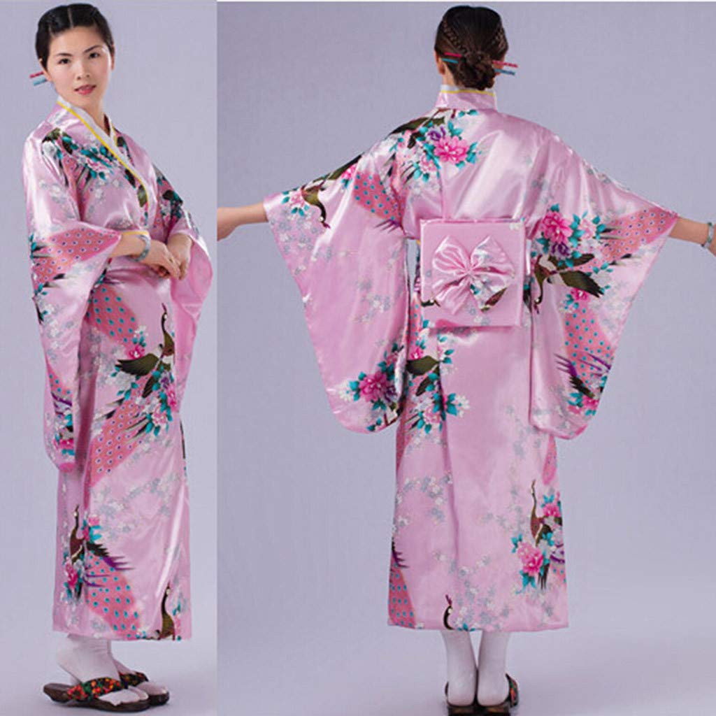 Generisch Kimono para mujer, bata, bata, bata larga, bata de baño fina, japonés, yukata sexy, caftán ligero
