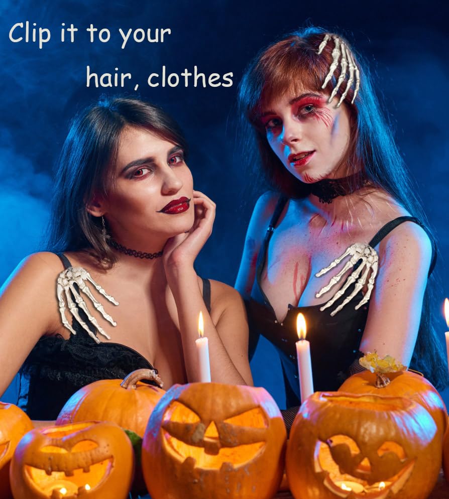 Miniatura 2 de 2 pinzas para el pelo de mano de esqueleto, pinzas para el cabello de Halloween, accesorios para el cabello de Halloween, accesorios para el cabello