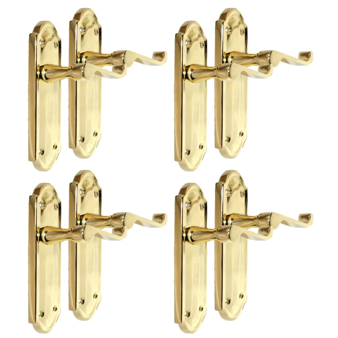 Epsom Door Handle - Ashford Brass Internal Latch Handles Set for Doors, Electro Brass Finish, 170mm x 48mm, 4 Pairs