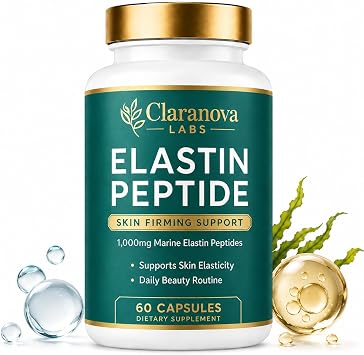 Claranova Elastin peptides, 1,000mg Marine Elastin Peptide, for Skin Elasticity and Firm-Looking Skin Support, 60 Count