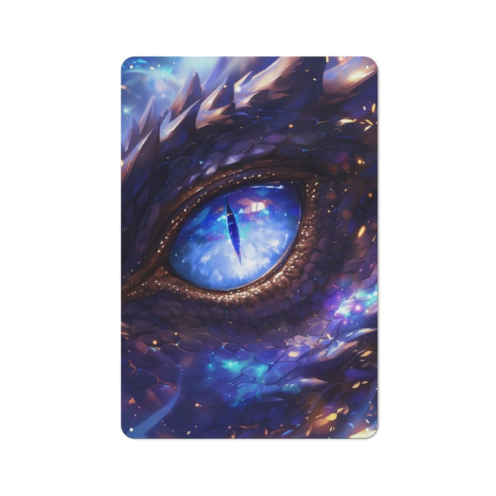 Industrial Decorative Metal Plaque 30x20cm Featuring Universe Cosmic Dragon Eye, Urban Room Decor for Flat, Bar, Studio Or Gallery Wall