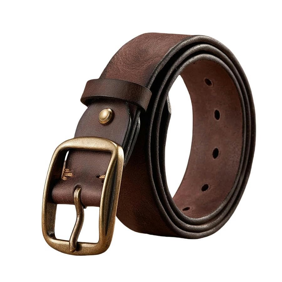 Ceinture pour hommes robuste contre l'usure avec boucle en cuivre