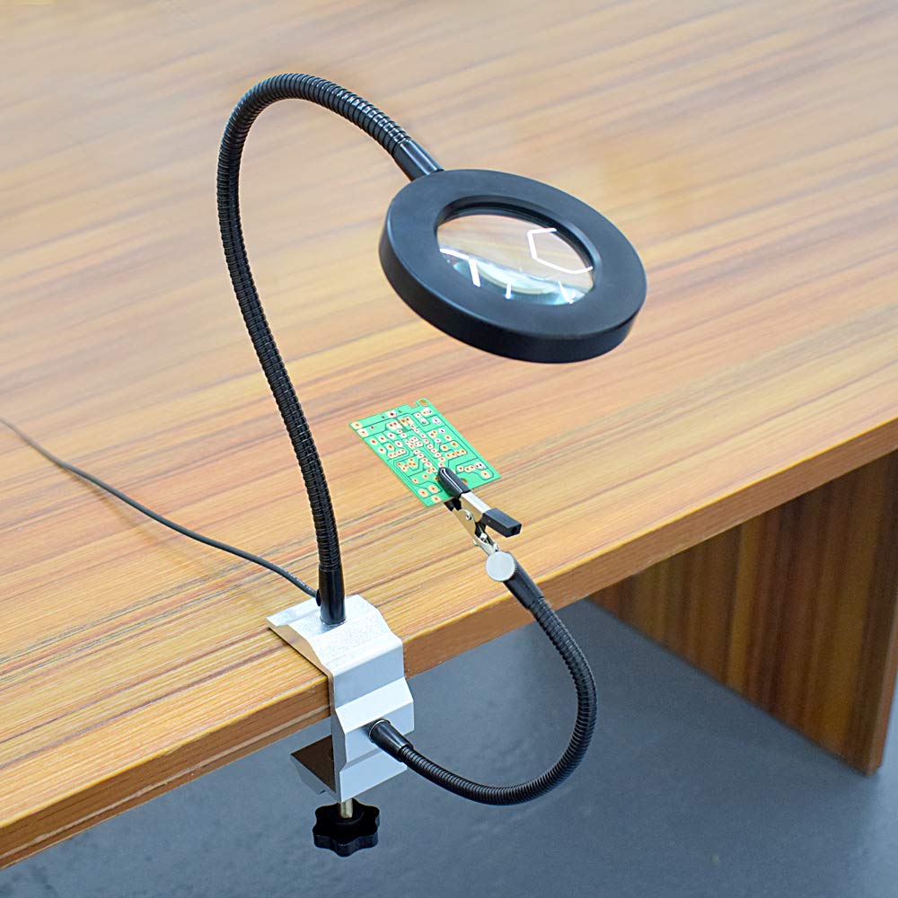 Usb 3X lente d'ingrandimento per saldatura lente d'ingrandimento luce di lavoro supporto per saldatore banco panca morsetto da tavolo con bracci flessibili 2 pezzi