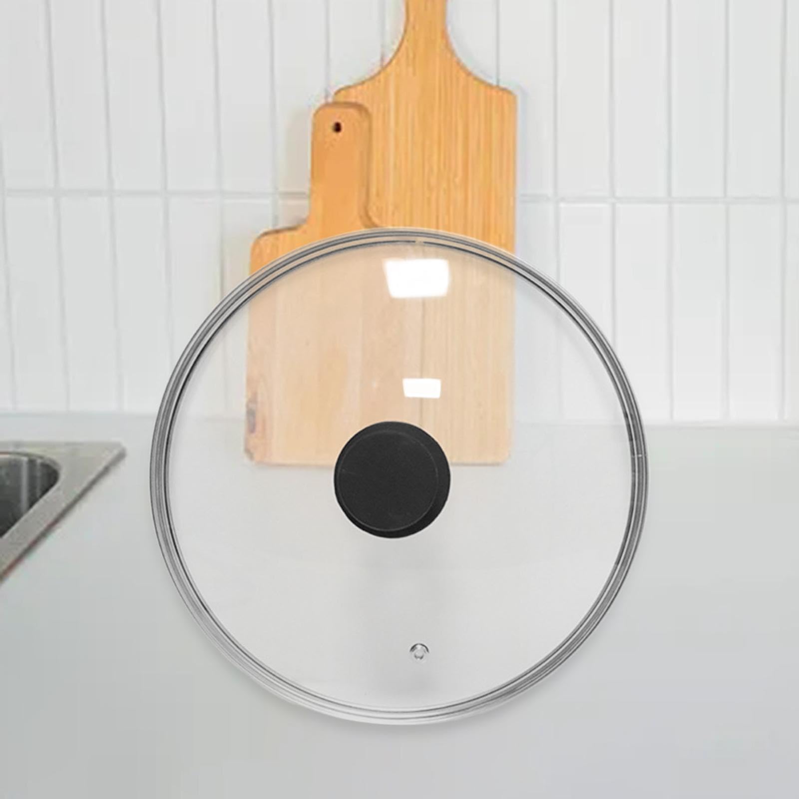 Tapa de Cristal 34 cm, Universal para Ollas y Sartenes, Tapa con Mango Termoplástico y Salida de Vapor, Tapa de Cristal Resistente al Calor, Apta para Lavavajillas