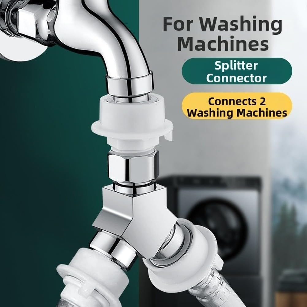 Distribuidor de Agua 2 Vías Cobre Y para Grifo Jardín Lavadora - Conector Tee Doble Salida 8cm(G)
