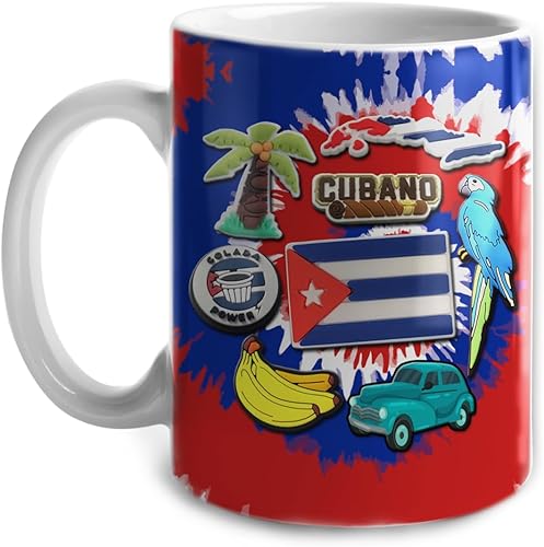 Miniatura 3 de Lotacy Taza de cerámica con bandera cubana de Cuba de 11 oz con símbolos Tie Dye, Cuba Souvenir y regalos