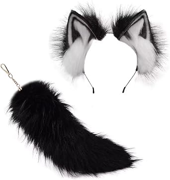 Valpeak Fox Ears and Tail Therian Tail Gear Wolf Ears for Kids Fluffy Therian Stuff Fox Costume for Girls Over 1 Years Old