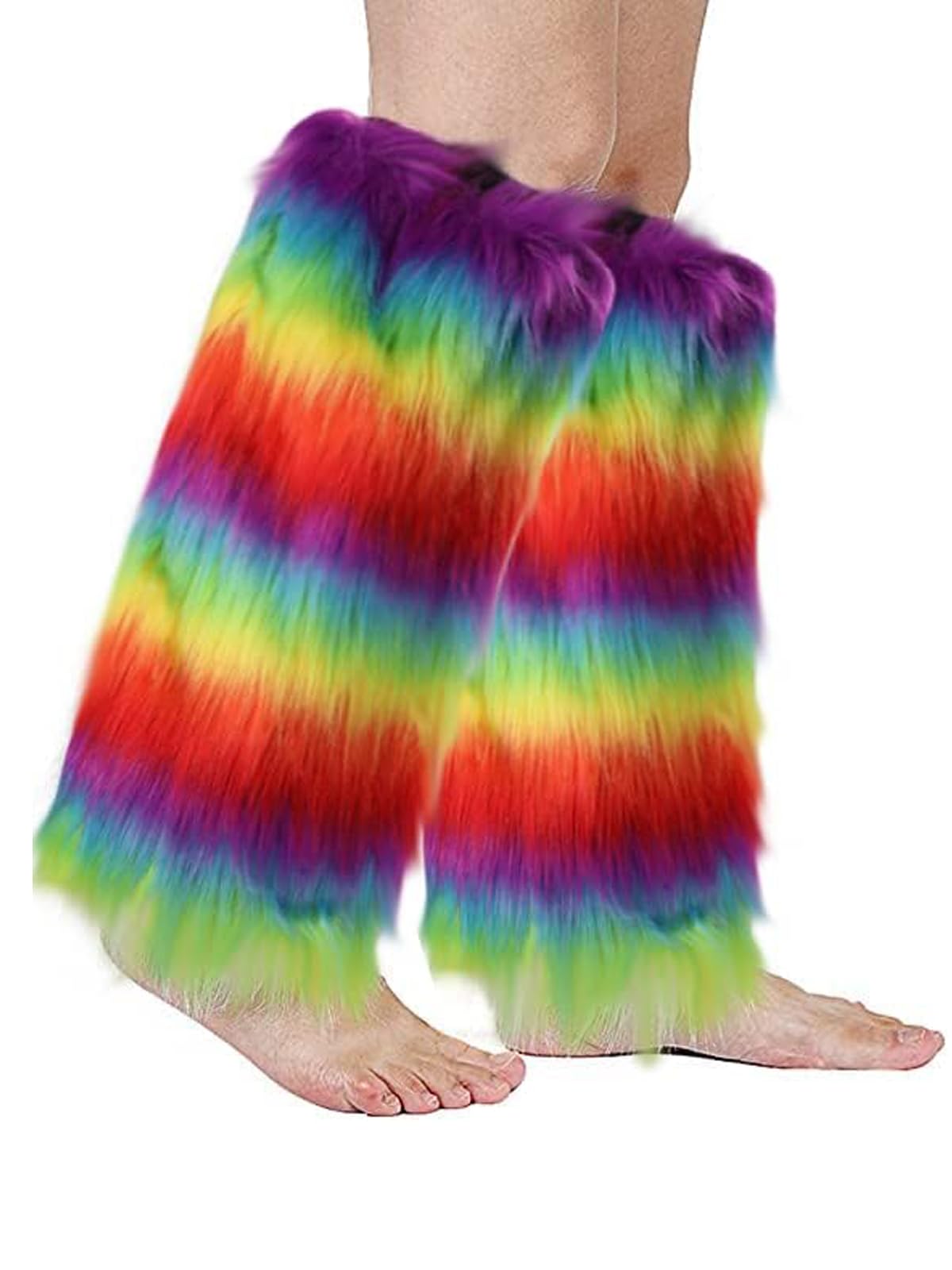 Barelove Womens Faux Fur Leg Warmers Plush Soft Furry Fluffy Winter Long Boot Cuff Wrist Covers Boots Sleeves