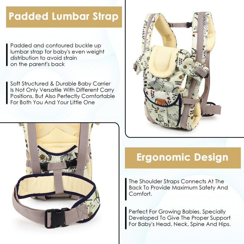 Image of Chinmay Kids Baby Carrier 4 in 1 Carry Bag Baby Carrier Cuddler Air Mash Fabric Baby Carrier, Off-White
