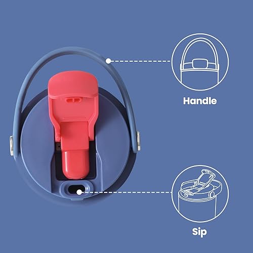 Miniatura 3 de BOTTLE BOTTLE Botella de agua aislada con popote y asa, botellas de agua de acero inoxidable para automóvil, deportes, hogar, oficina y escuela,