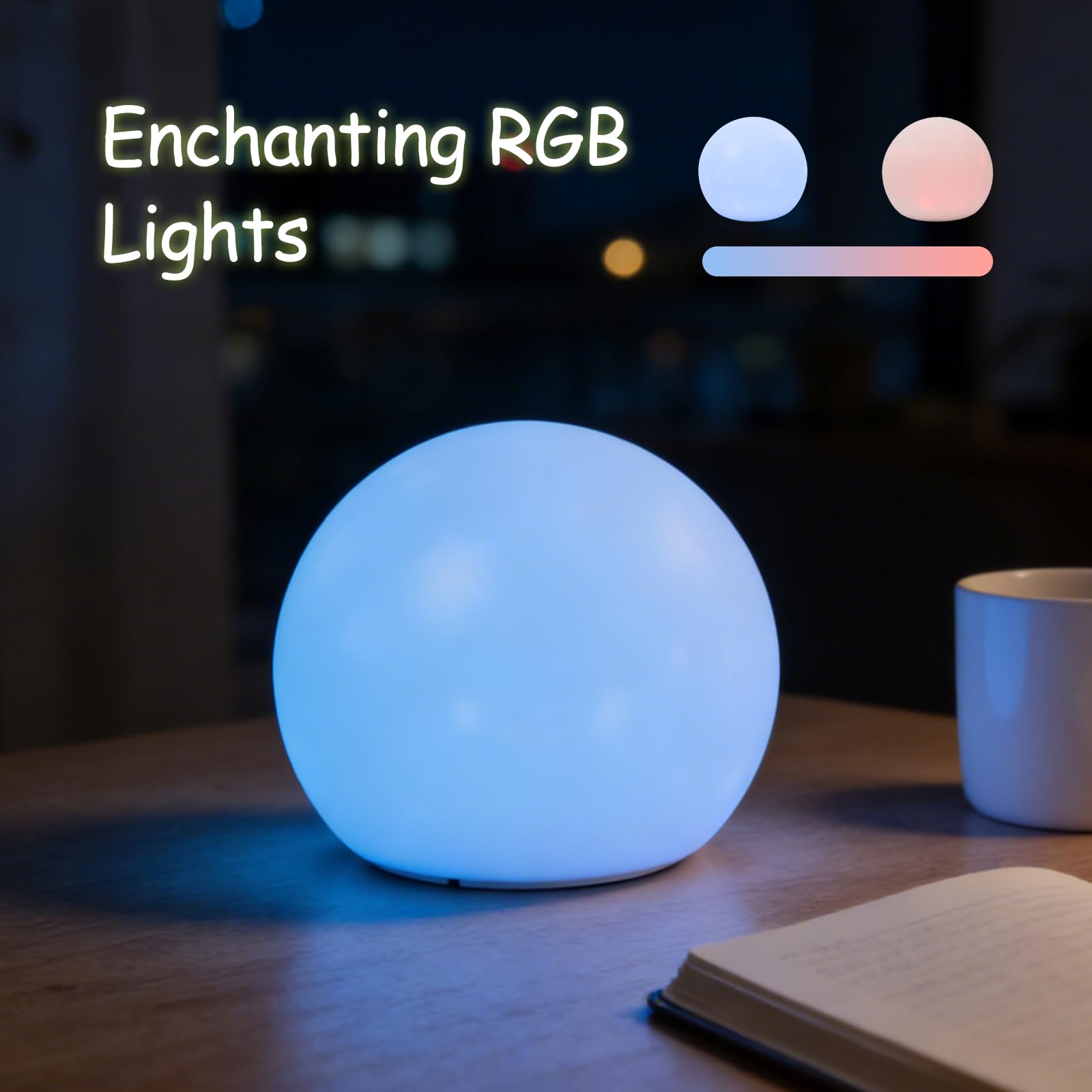 Little Rawr Luz nocturna para niños, luz nocturna de bebé, 5 colores cambiantes y atenuación continua, lámpara de noche táctil de silicona suave, recargable para lactancia materna (huevo blanco)