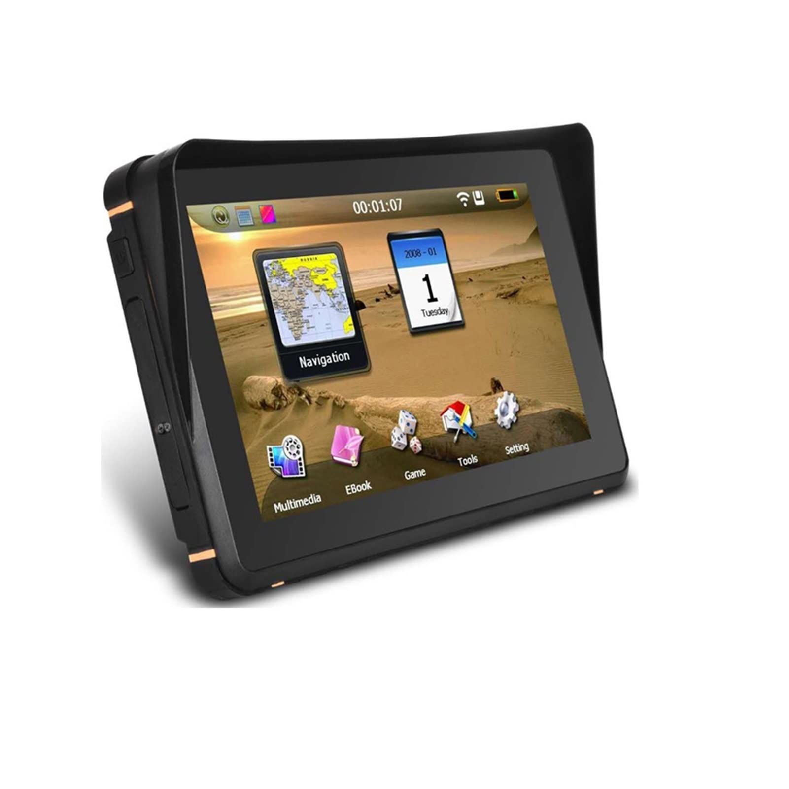 7 '' Hd Motocicleta GPS Coche impermeable de navegación GPS 256M + 8GB 800MHz RECARGABLE Autobike Navigator Mapa de actualización de asistencia(No TF Card)