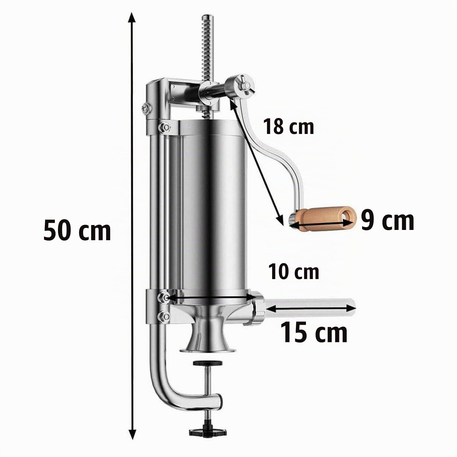 5.0 LB Embutidora de Chorizos Manual Máquina Salchichas de Acero Inoxidable Maquina Embutir Chorizo con 4 Tubos de Rellenador Capacidad