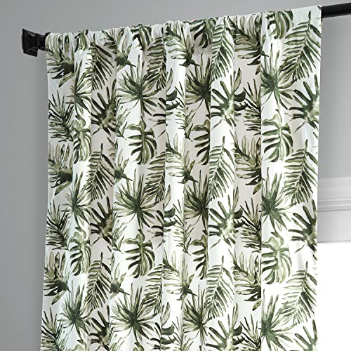 Image of HPD Half Price Drapes Printed Curtains 96 Inches Long Cotton Curtain (1 Panel) Room Darkening Window Curtains for Bedroom & Living Room, 50W x 96L, Artemis Olive Green