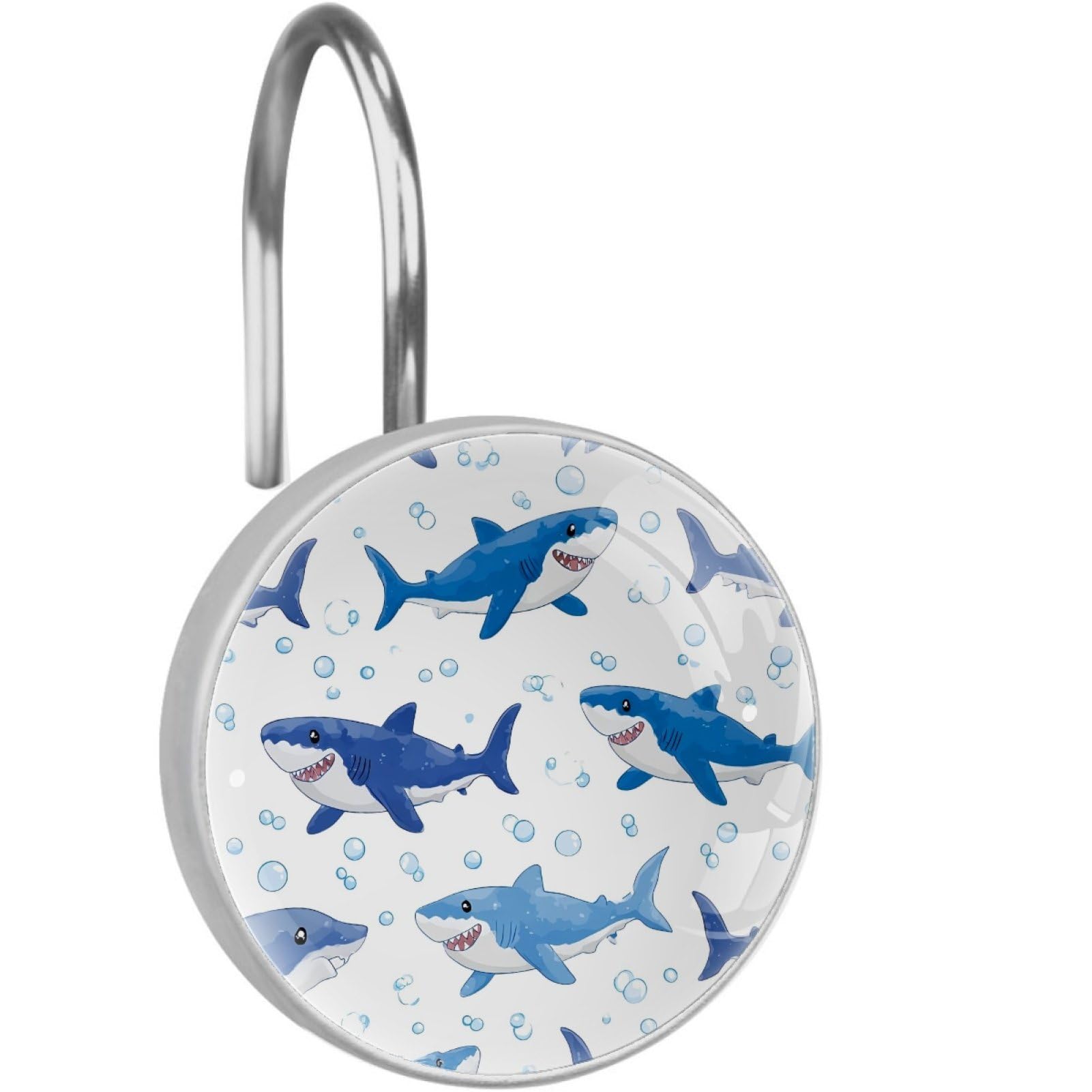 VAPOKF Shower Curtain Hooks, 12PCS Cartoon Shark Shower Curtain Hook for Bathroom Decors Home Bedroom