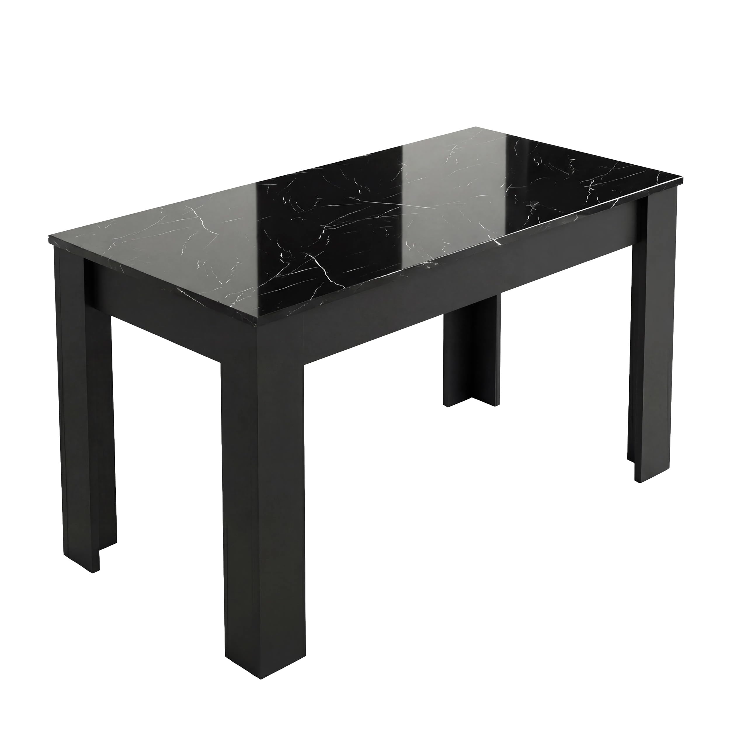 Blisswood Dining Table, Kitchen Table 120 x 80 cm, Tabletop Rectangle Wooden Dining Table, 4 Seater for Dining Room, Kitchen & Living Room,120L x 80W x 75H cm (Black Marble (120 CM))