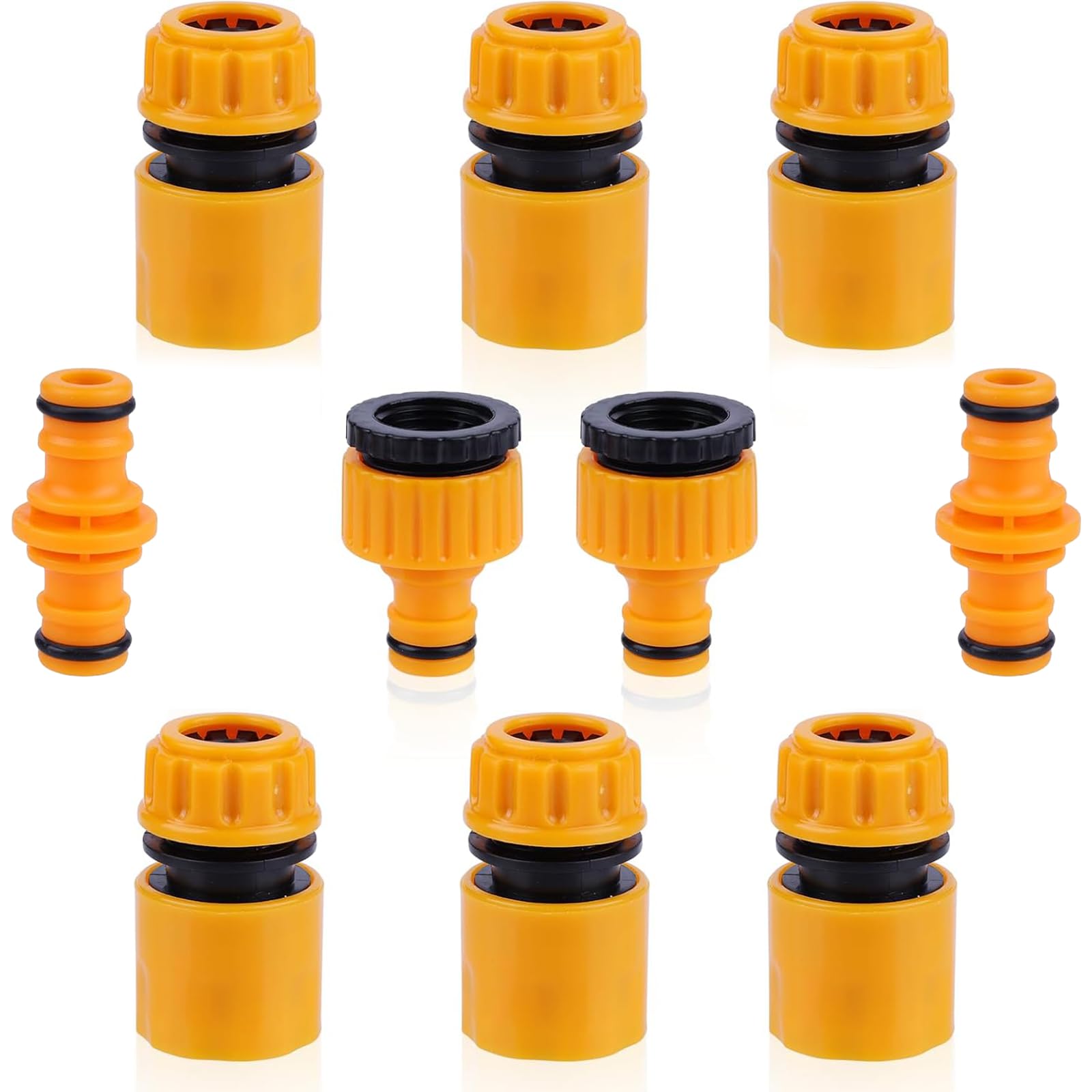 1 Set Garden Hose Tap Connector Hose Pipe, Fittings Kit for Outdoor tap and Join Hoses Pipe Tube, Double Male Snap Connector,Quick Connect Fitting for Car Wash Water Gun(Yellow