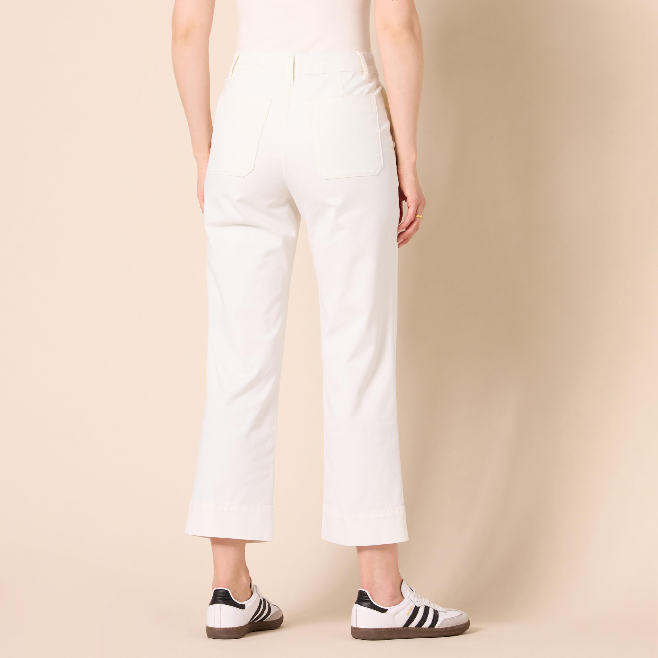 Amazon Essentials Donna Pantaloni kaki a gamba larga slim a vita alta alla caviglia