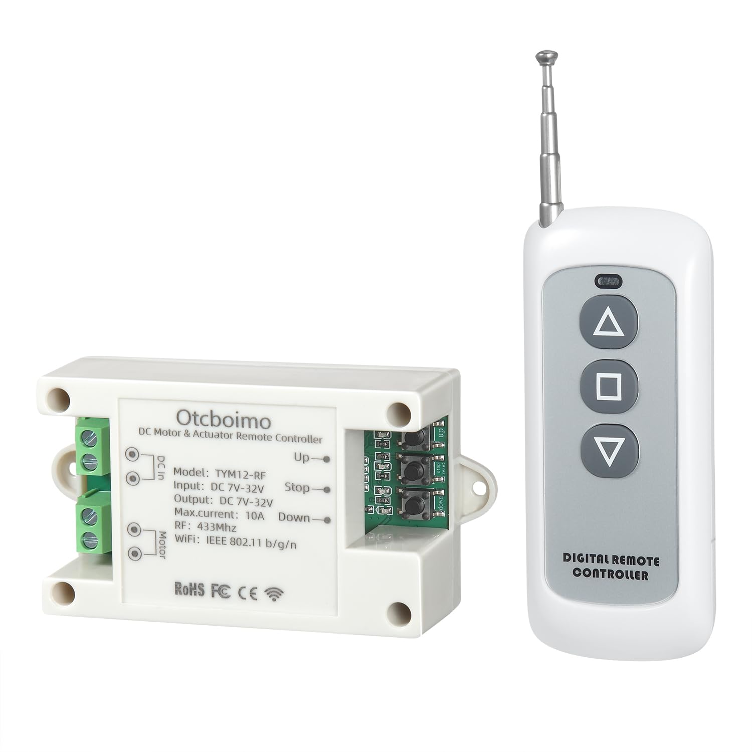 DC7-32V WiFi Smart Linear Actuator Motor Controller, Forward and Reverse Relay, Smart Life APP / RF433Mhz 328FT Remote Control, Compatible with Alexa, Google Home, Siri