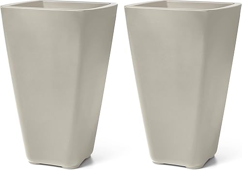 Step2 Bridgeview - Maceta cuadrada alta hormigón maceta grande para uso en exteriores e interiores diseño sin mantenimiento maceta ideal para patio