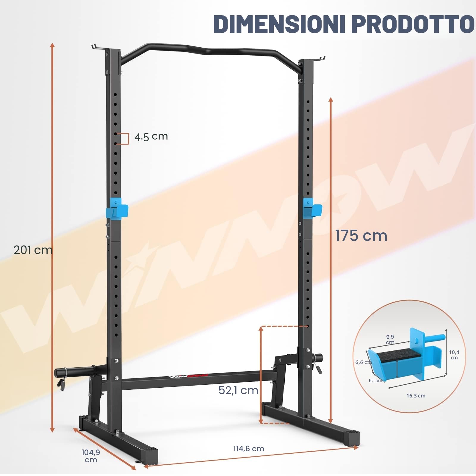 WINNOW Power Cage - Power Rack multifunzione con ganci a J, maniglie per immersioni, attacco per mine antiuomo e sistema di puleggia per cavi opzionale, per palestra domestica