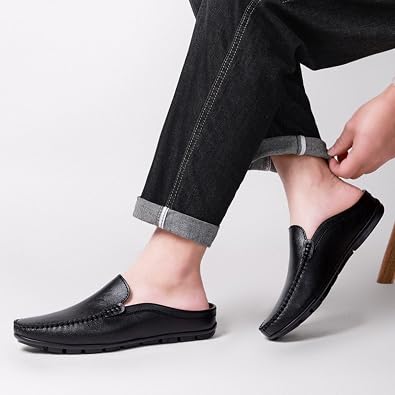 Men's Loafers Leather Flat Breathable Loafers Comfortable Driving Shoes Slippers