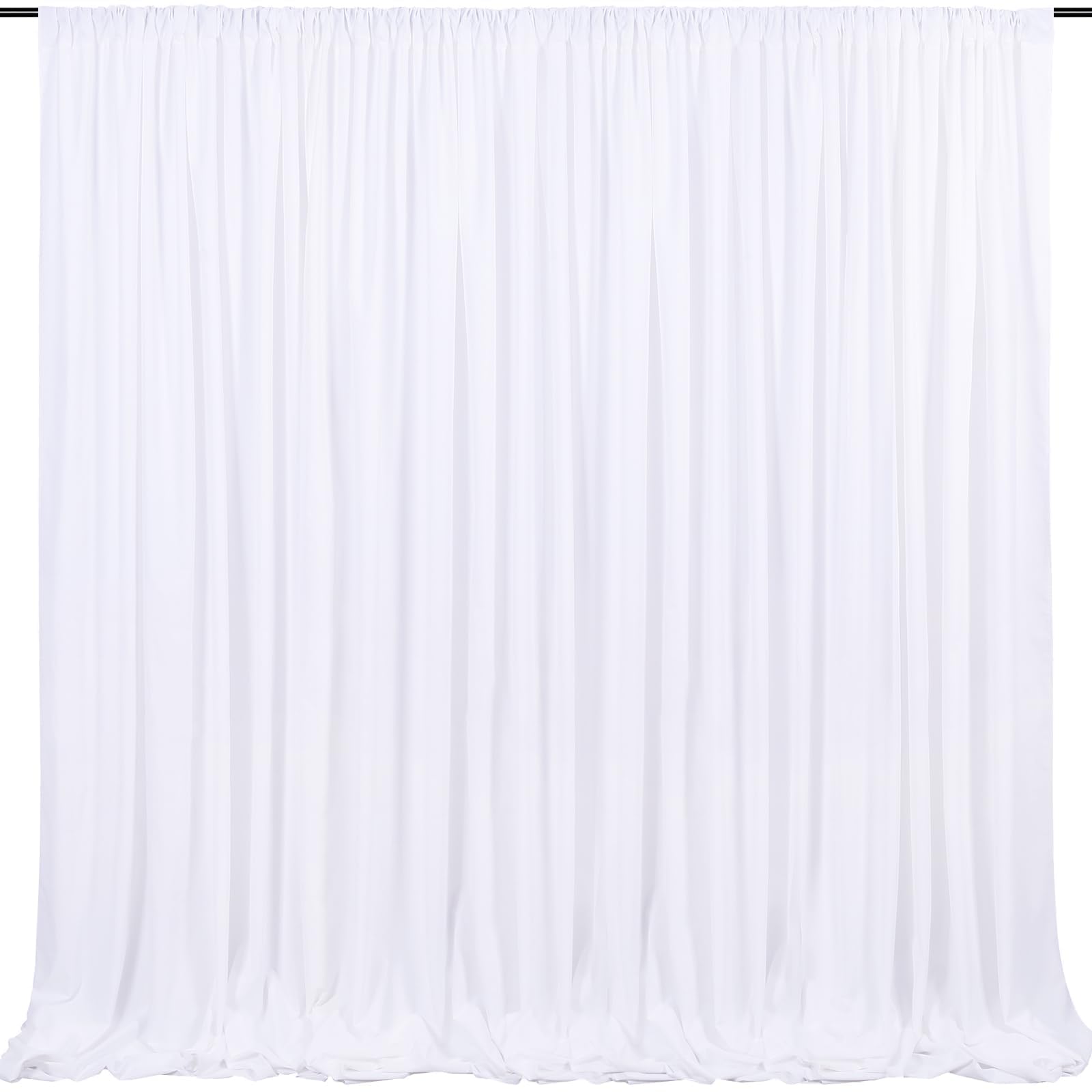 White Backdrop Curtain Party Decorations: 4 Pcs 5ft x 8ft White Polyester Drapes - Wedding Birthday Background