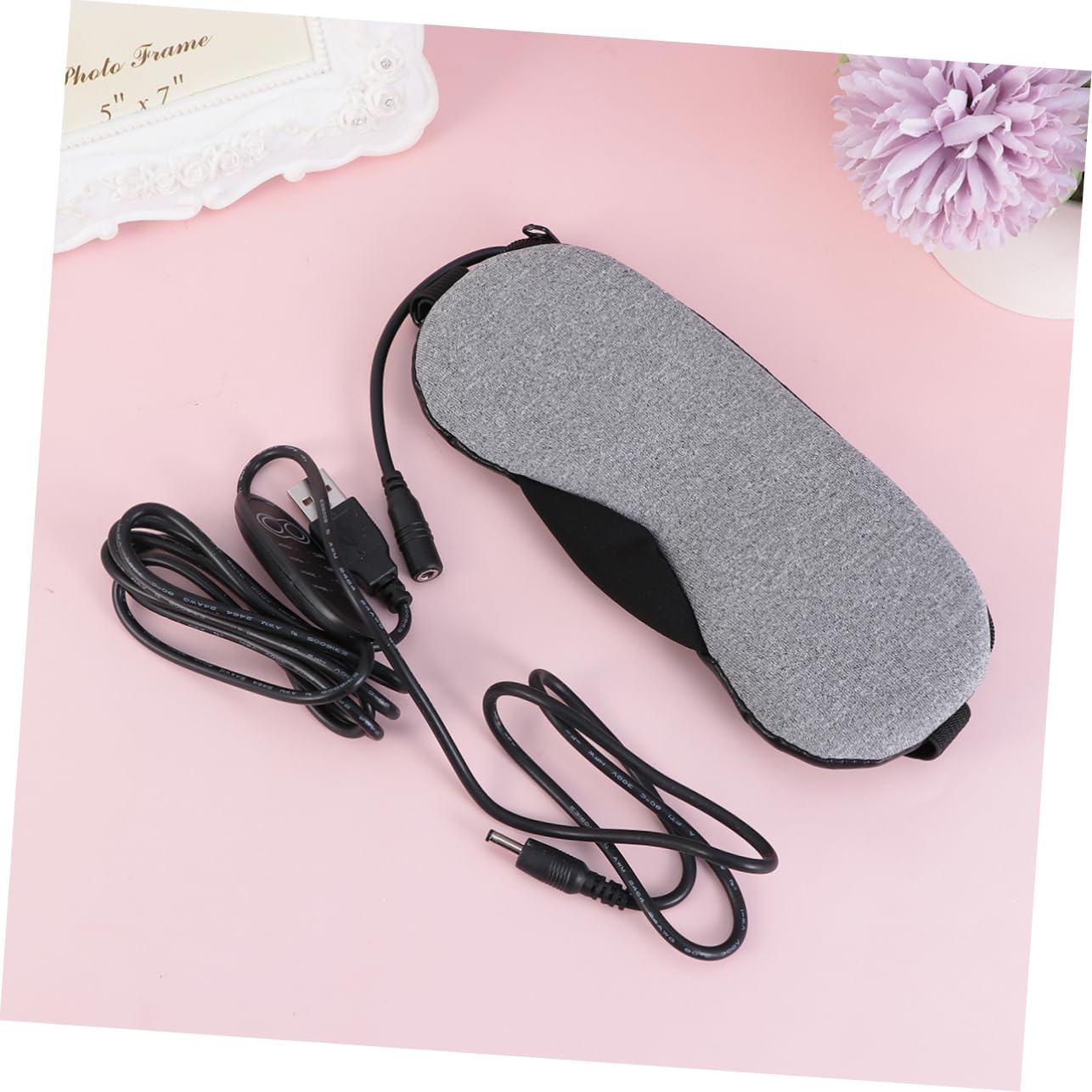 COLLBATH Máscara de Ojos USB Vapor para Aliviar Fatiga Ocular de Cabeza, Antifaz de Cuero Recargable Adecuado para Oficina y Viajes