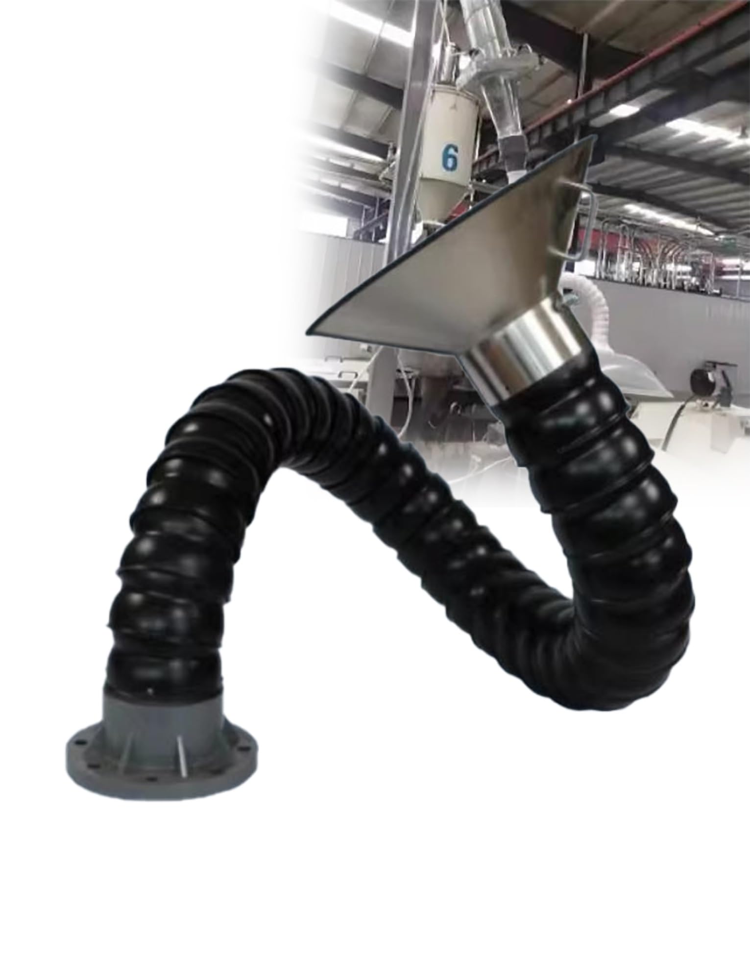 Manguera extractora de humos de soldadura, tubo de ventilación flexible con capucha de acero inoxidable, 11 cm de diámetro, 200 cm de largo, para fábricas y talleres