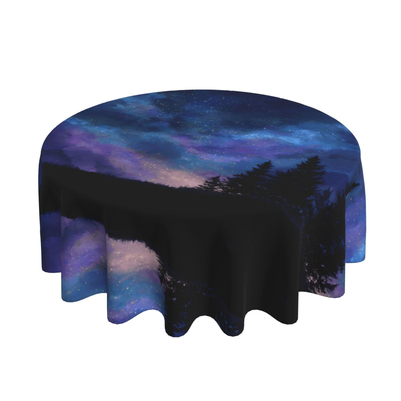 ESNAIUVCD starry sky print Round Tablecloth Waterproof Washable Wipeable Resistant Polyester Circular Table Cover for Dining Room Kitchen Indoor Outside 60"