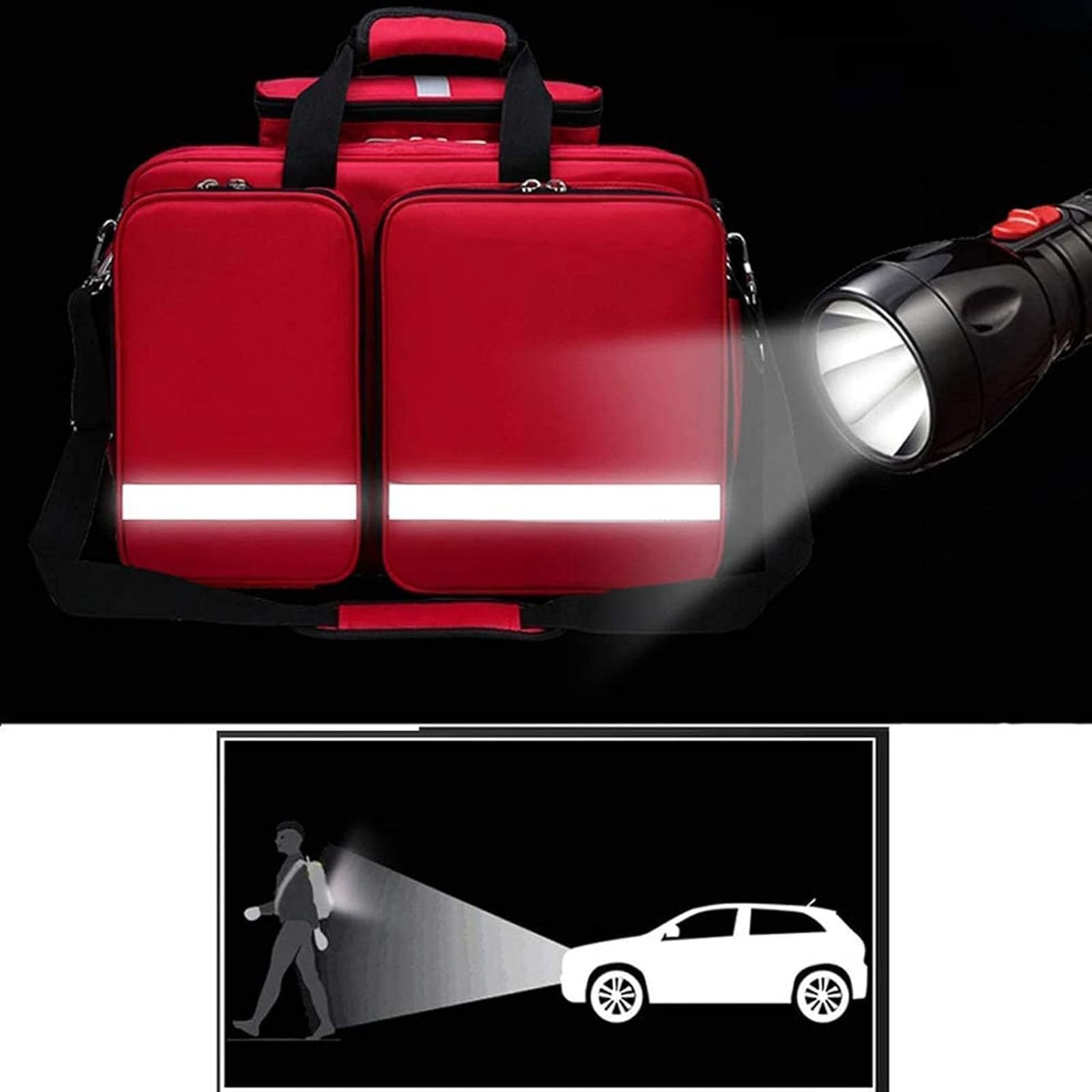 Bolsa de primeros auxilios portátil, Botiquín De Primeros Auxilios Mochila Bolsa Roja De Tratamiento De Emergencia para Primeros Auxilios, para Emergencias En El Hogar, Oficina, Automóvil, Al Aire Lib