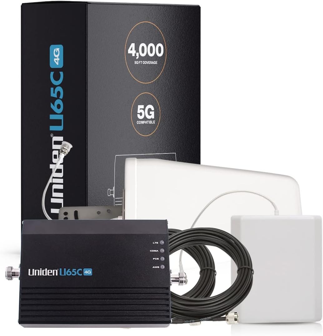 Uniden U65C Cell Phone Signal Booster | Yagi/Panel Antenna - 50 Ohm | Boosts 3G/4G/LTE|5G Ready|Up to 4,000 sq ft|for All US Carriers - Verizon, AT&T, T-Mobile & More | FCC Approved