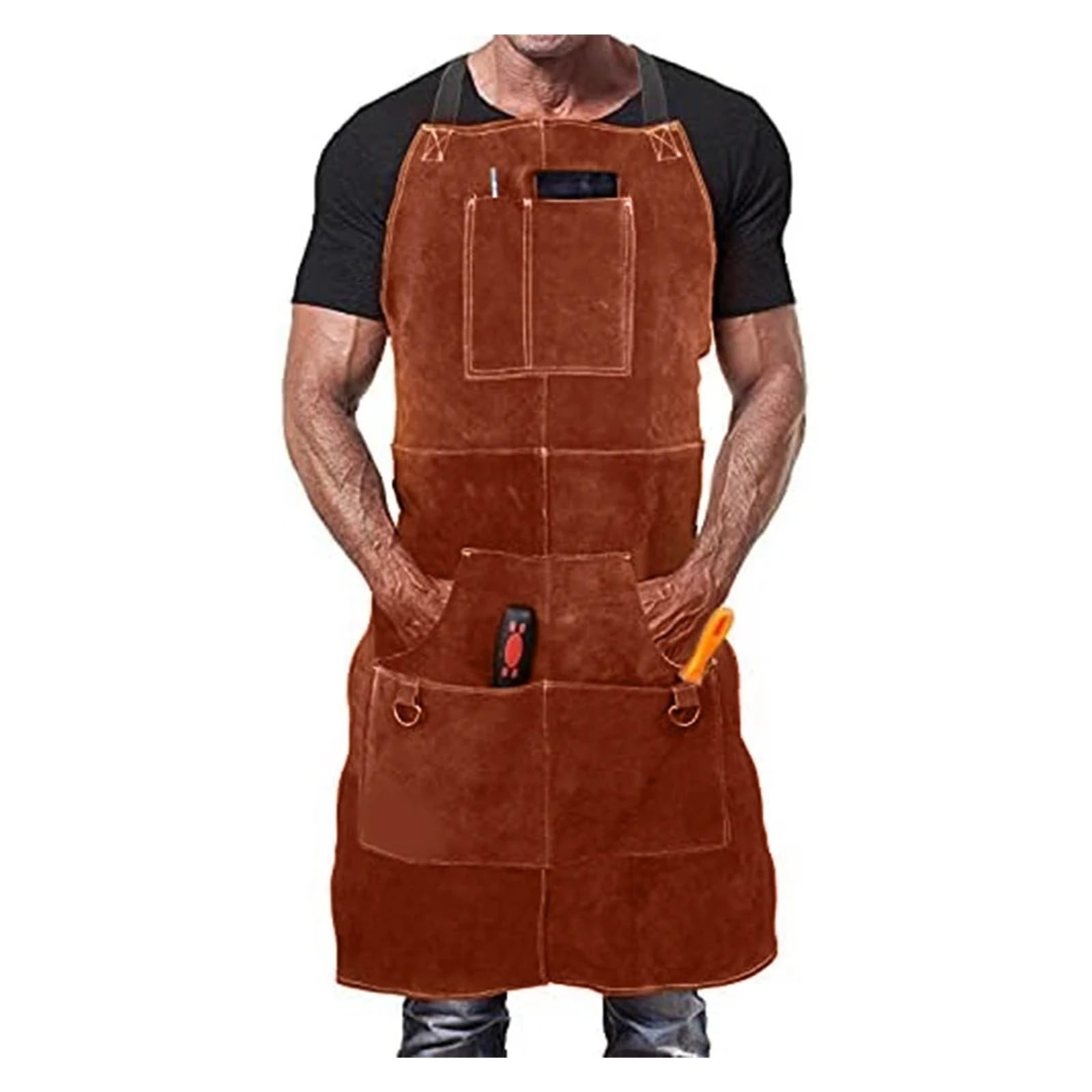 LNHHG Welding Clothes, Cowhide Leather Welding Apron Washable Heat Insulation Soldering Protective Clothing