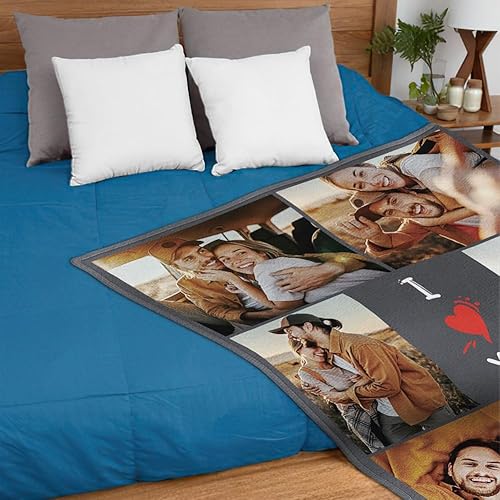 Miniatura 3 de TinyName Regalos personalizados con texto en inglés "I Love You" para novio, manta personalizada con fotos, manta de franela personalizada con