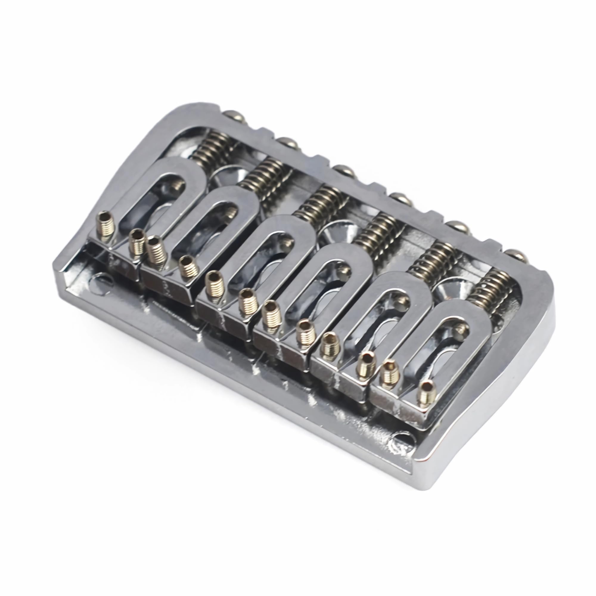 Amuic Fixed Bridge Tailpiece for 6 String Guitar, 72.8mm Hardtail Saddle Bridge for Strat/Tele Guitars Replacement (Chrome, For 6 Strings Guitar)