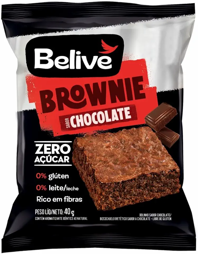 Belive Brownie Chocolate Zero Açúcar Sem Glúten Sem Lactose 40G