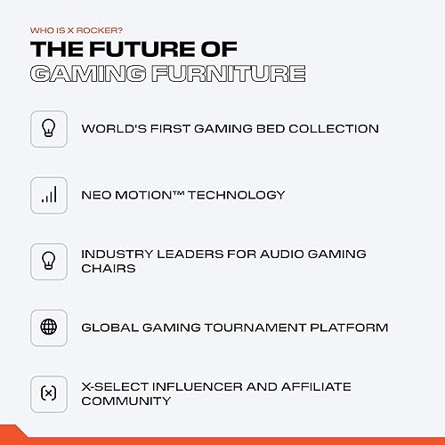 Miniatura 7 de X Rocker 5172601 Surge silla para juegos con Bluetooth y sonido 21 negra con tuberías rojas