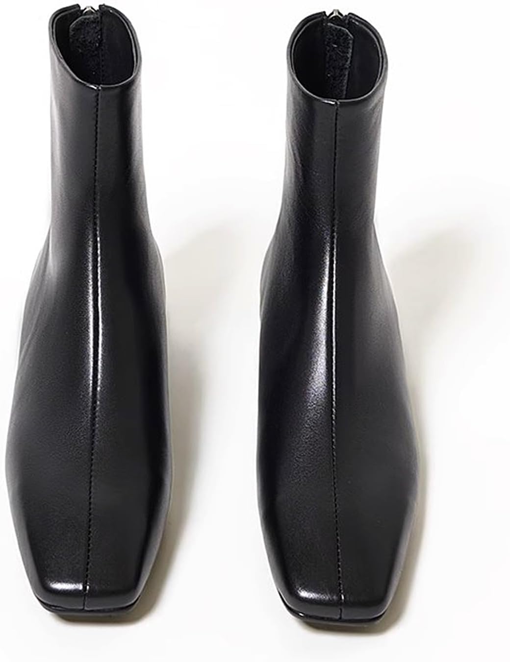 LEMUTISME Women's Stylish Square Toe Matte Leather/Suede/Animal Pattern Comfort Casual Low Flat Heel Dress Chelsea Ankle Booties - Image 5